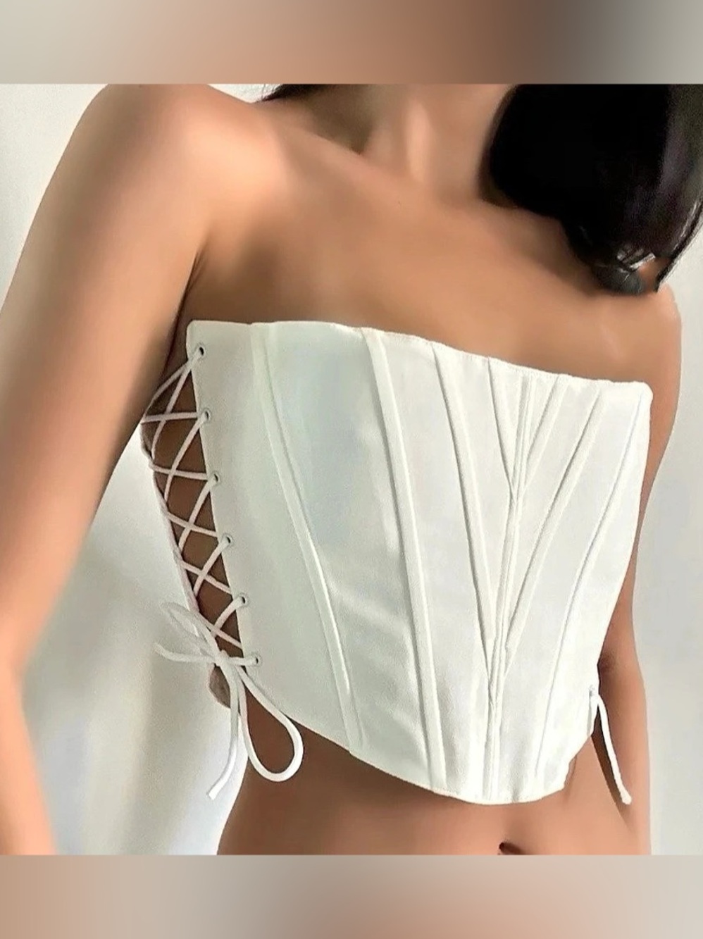 GEPUR Corset Top in White Size Medium
